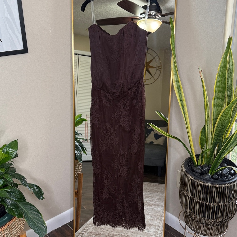 HOUSE OF CB 'Larra' Bitter Chocolate Lace Corset Midi Dress & Bolero NWOT - Picture 8 of 12